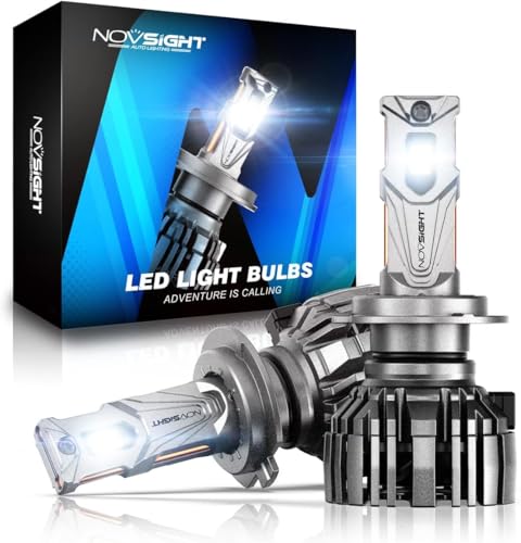 NOVSIGHT - Bombilla H7 LED de coche (40000 lm, 6500 K, 140 W, 800% luminosidad, luces de faros, ubicación para kit de conversión Halógena de coche