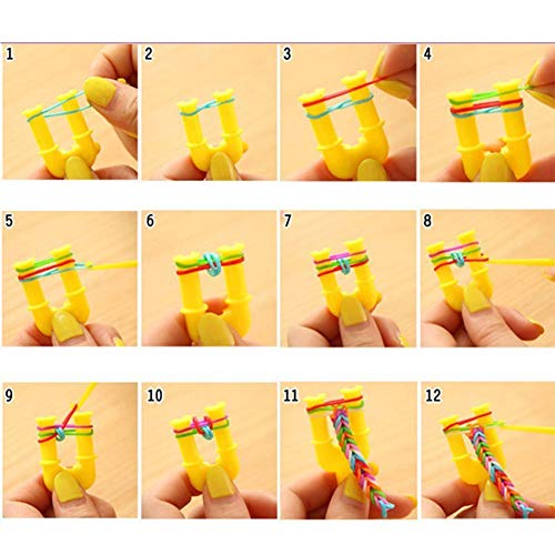 Feelava Loom Rubber Band Refills Kit Including 600 Pcs Loom Bands and 480 Pcs White S Clip Connectors Refills for DIY Bracelet Making Refill Kit