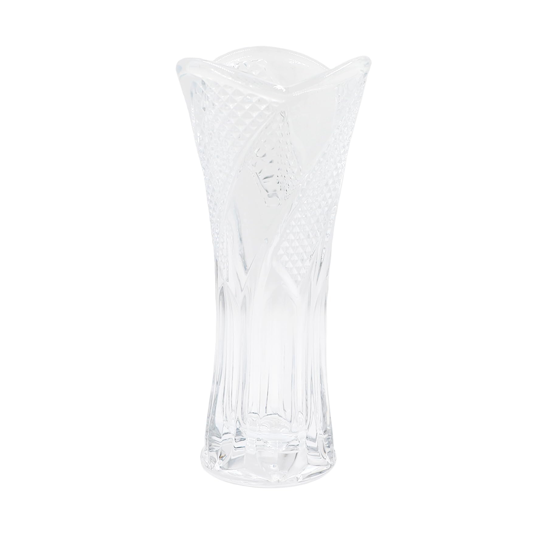 Jarrón de cristal transparente, moderno jarrón de flores de cristal de 7 pulgadas, centro de mesa, jarrones de flores con diseño en espiral para sala de estar, mesa de comedor