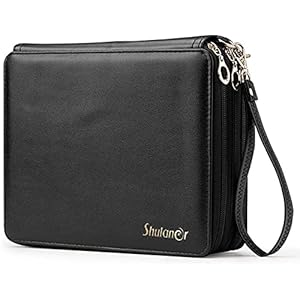 Shulaner 168 etui potloden 4-laags PU-leer Draagbaar potloodzakje met grote capaciteit Kleurpotloodkoffer 168 slots etui…