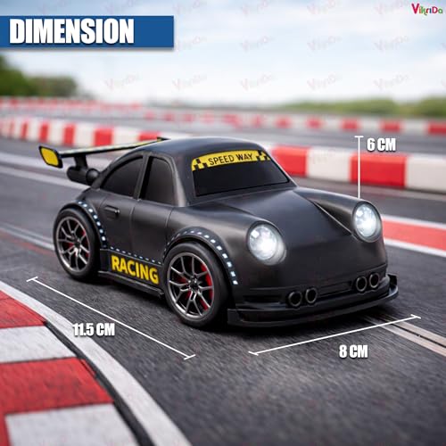 Image of VikriDA 2.4G Mini RC Drifting Induction Car for Kids | Remote Control Racing Car with LED Lights, Sound Effects, 360 Spins, Sensor Control, Auto Demo Toy for Boys & Girls - Black