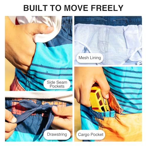 Image of Kanu Surf Boys' Toddler Troy Stripe Swim Trunks