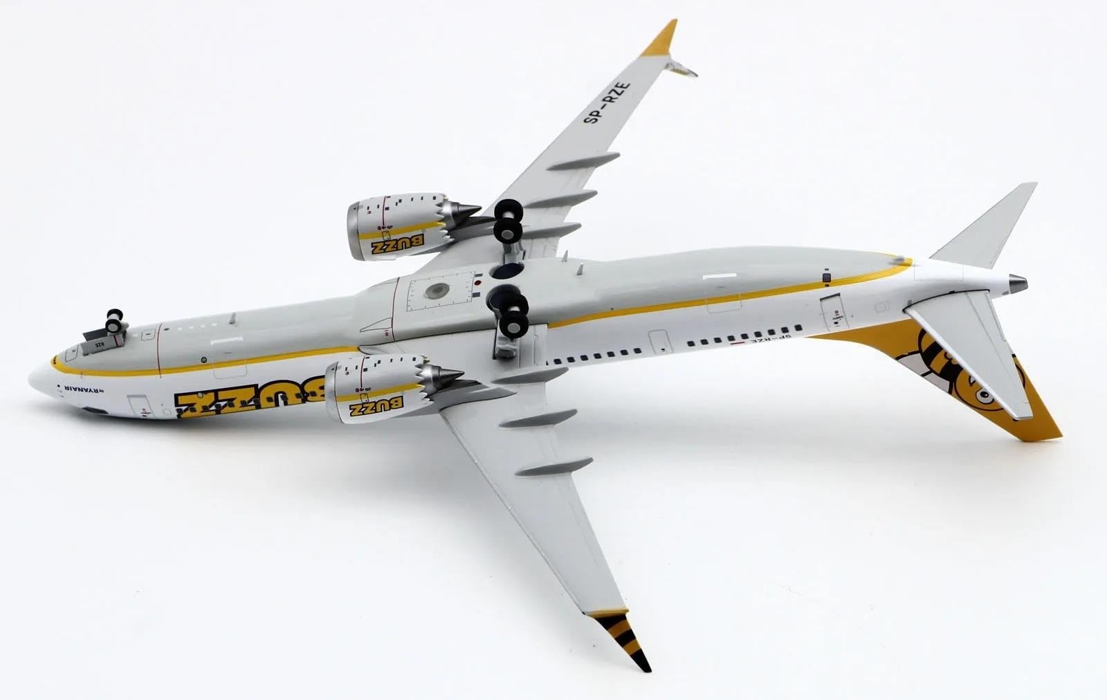 XJBTBA Aluminiowy samolot kolekcjonerski prezent 1 200 dla Buzz Airlines Boeing B737-8Max odlewany model samolotu SP-RZB ze stojakiem zestaw planetoy
