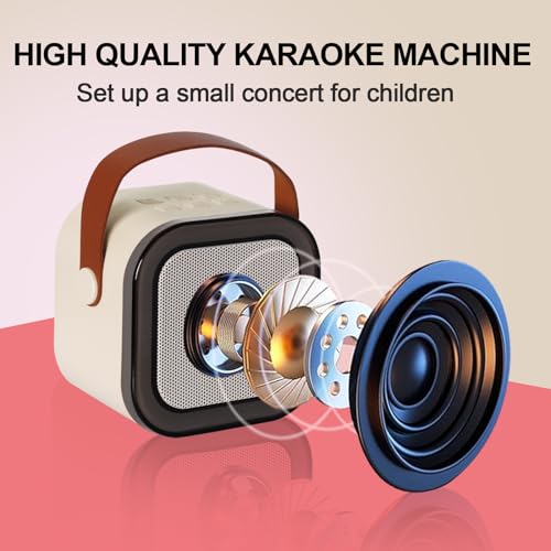 Image of Karaoke Machine for Kids, Kids Karaoke Machine Gifts for Girls and Boys Family Party, Kids Karaoke Machine for Girls with 2 Wireless Microphones, Mini Portable Bluetooth Speaker (Ivory)