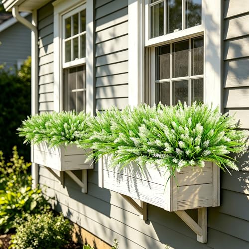 Image of AmyHomie 16 PCS Artificial Flowers for Outdoors,White Fake Lavender Plants