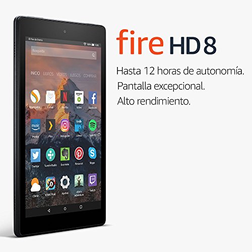 Tablet Fire HD 8, pantalla de 8'' (20,3 cm), 16 GB (Negro) - Incluye ofertas especiales (7ª generación - modelo de 2017)