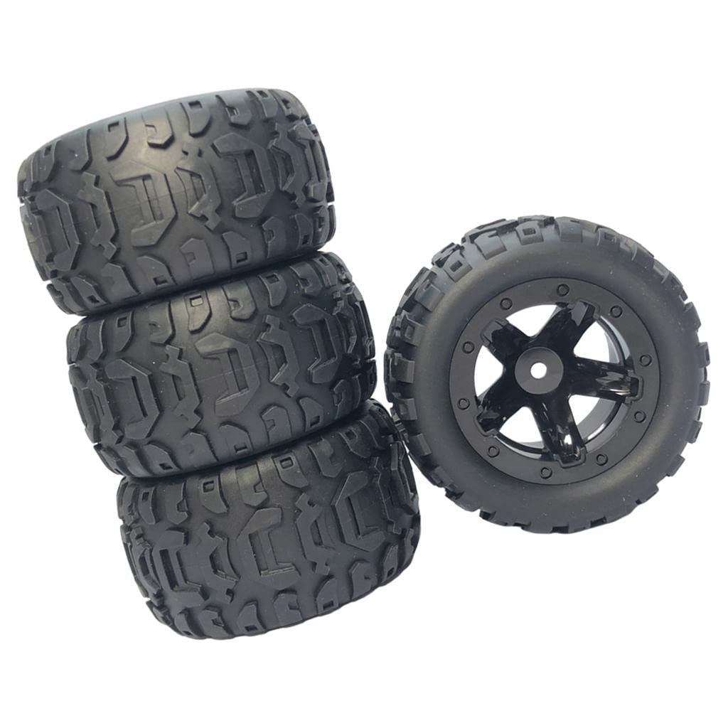 Sharplace 4X RC Autoreifen 1/16 1/12 1/14 RC Crawler Auto, Gummi Reifen, RC Car Rally Reifen, Ersatzautoteile Montage für 124018 124019 144001 124017 124016 für 16889 gebürstet bürstenlos, Schwarz