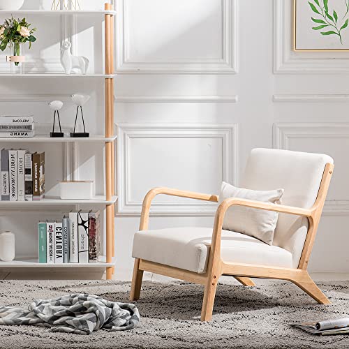 Joybase Lounge Arm Chair, Mid Century Modern Accent Chair, Wood Frame Armchair For Living Room, Bedroom (Beige) #TOP6