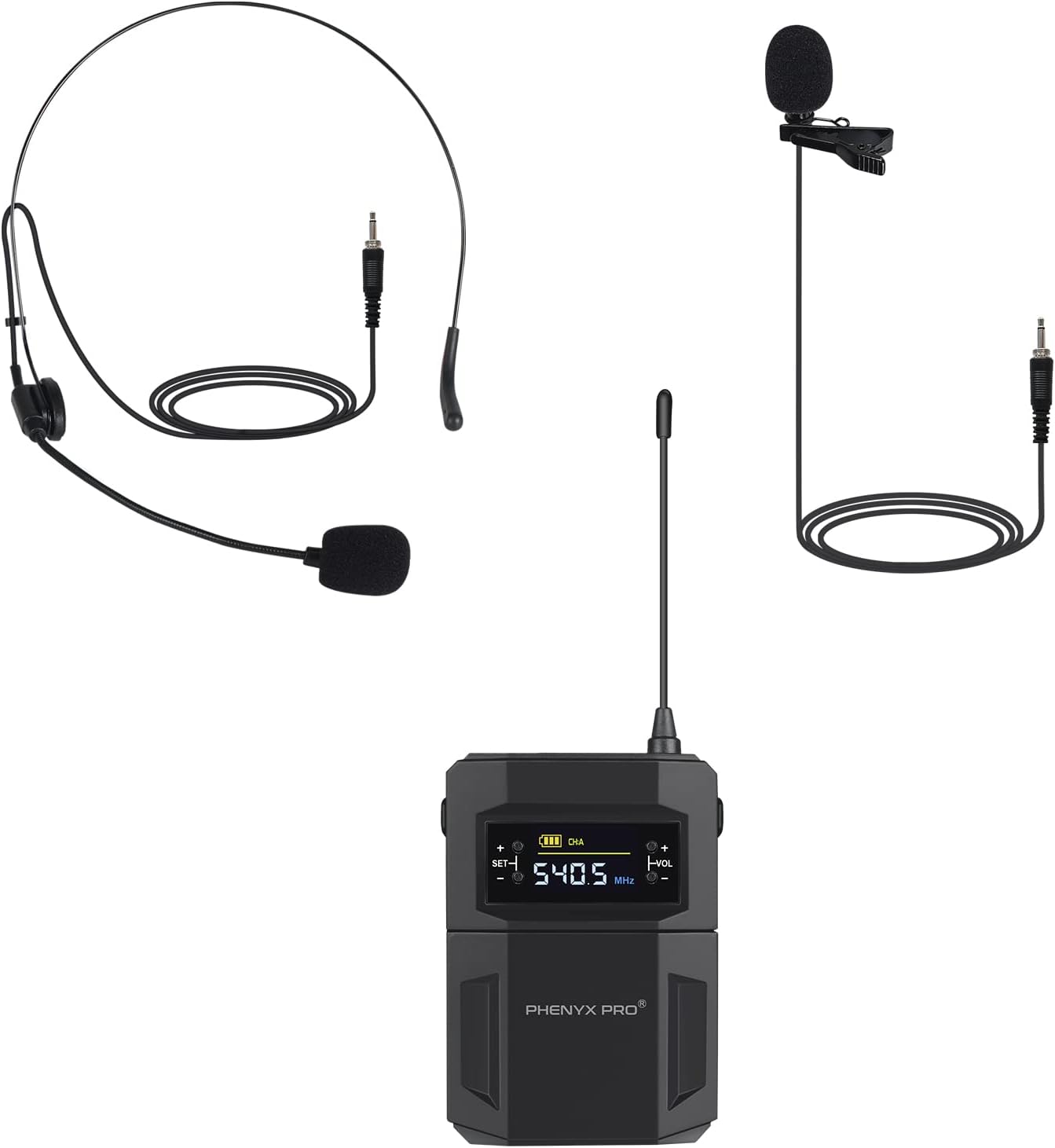 Phenyx Pro Bodypack,Headset & Lapel Mic Combo with 3.5mm Screw Locking Plug,Bodypack Wireless