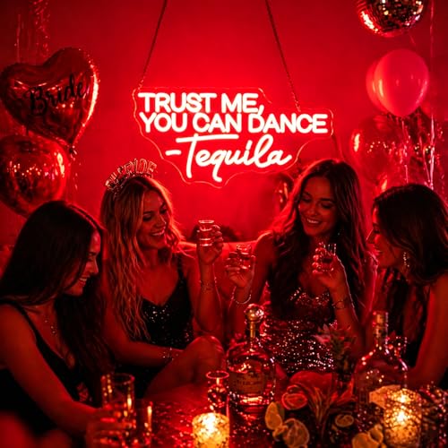 Image of Neon Sign, Trust Me You Can Dance Neon Signs for Wall Decor Neon Red LED Signs Room Neon Light Up Signs Home Decor for Business Bedroom Club Party Bars Shop USB Operated