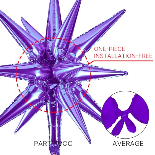 Image of PartyWoo Dark Purple Star Balloons 110pcs Different Sizes 18 12 10 5 Inch Pack 22 Inch Purple Spike Star Explosion Foil Mylar Balloon Arch Kit for Birthday Wedding Party Decorations Purple-Y16