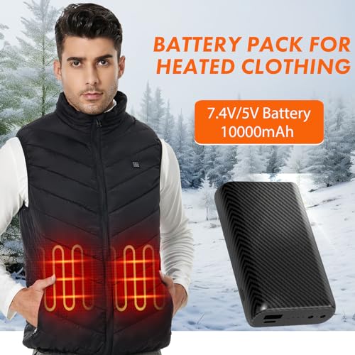 10,000mAh 7.4V Rechargeable Battery Pack for ORORO & Venustas Heated Vests and Jackets for Men and Women