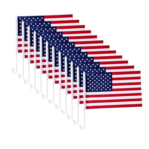 Julysgift US American Patriotic Car Window Clip USA Flag 17 x 12 (12 Counts)