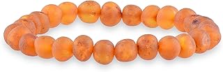 Genuine Amber Unpolished Baroque Bracelet - Natural Amber Jewelry - Baltic Sea Amber Beads Hand-Assembled in Europe - 7 Inch - Cognac