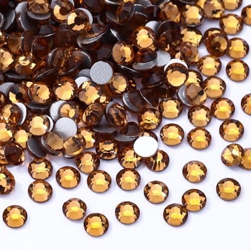 Image of Topaz Flatback Rhinestones, Glass Rhinestones for Nail Art and Craft, Glue Fix, Loose Crystal Gemstones(Topaz, SS12, 1440pcs, 2.9-3.0mm)