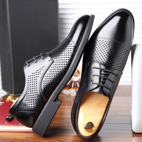 Men's Formal Wedding Shoes Breathable Leather Oxford Lace-Up Dress Shoes Business Office Classic Groom Suit Style4