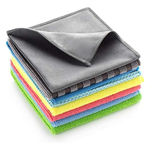 Microfiber Cleaning Cloths Combo, Highly Absorbent Kitchen Towels Set, Reusable Softer Cloth for Home Kitchen, Lint-Free and Streak-Free, Assorted Colors, 12 x 12 in (8 Colors Cleaning Cloth) Cover