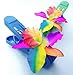 Pf (Set of 4) Beach Towel Tropical Hawaiian Clips Jumbo Size (5 inches) for Beach Chair or Pool Loungers on Your Cruise. (Colorful Orchid/Plumeria)