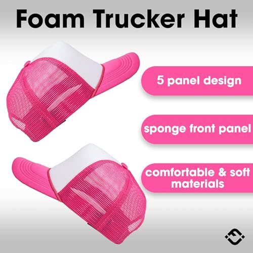 Image of Funky Junque Foam Trucker Hat, Trucker Hats for Women & Men - Blank Adjustable Snapback Mesh Back Baseball Cap