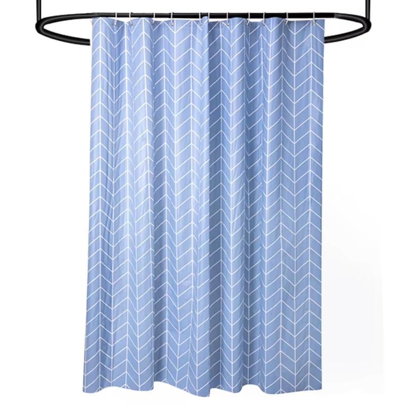 Rideau de douche à carreaux bleus extra long 90x190 lavable moderne