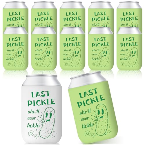 Image of 12 Pcs Last Pickle Bachelorette Coolers Green Cucumber Neoprene