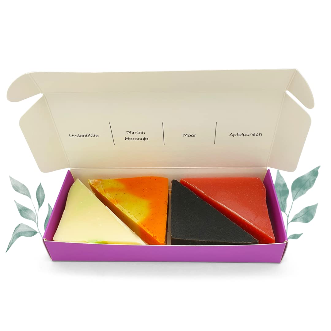 Manufaktur, 4 Naturseifen Vier Jahreszeiten in der Geschenkbox, vegan, ohne Palmöl, handgemacht