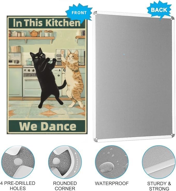 Funny Cat Kitchen Wall Decor - Vintage Metal Tin Sign, Use Code SW7OB5JS - Image 5