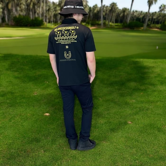 [BALANCEDESIGN] horse モックネックシャツ ゴルフシャツ メンズ モックネック インナーウェア 超ストレッチ ト