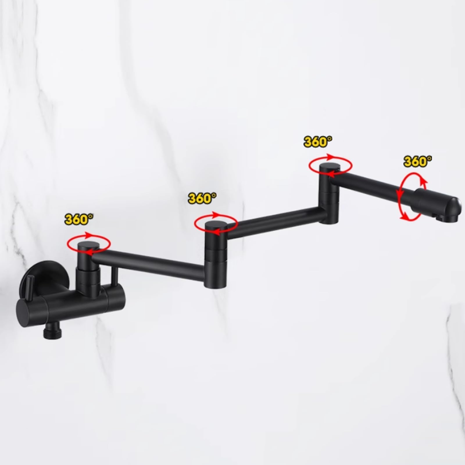 Grifo De Baño Doble Salida Grifo Pared Plegable Grifos para Lavadora con Rotación De 360° Solo Agua Fría,Cromado