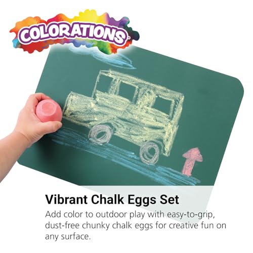 Colorations Chunky Chalk Eggs, Set of 18, for Kids and Toddlers, Easy Grip, Non-Toxic, Assorted Colors, 2 1/8 X 1 1/2 inches, Outdoor Play, Create, Drawing, Assorted Set (CHALKEGG)