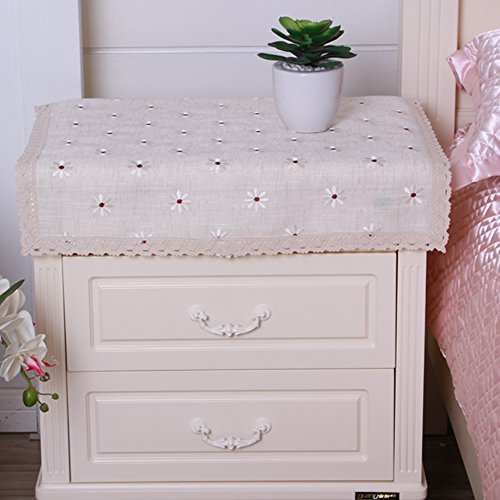 Yazi funda para mesa mantel bordado Europea noche vajilla decoración redondo cuadrado, Blanco, 57x57cm/22.5x22.5in