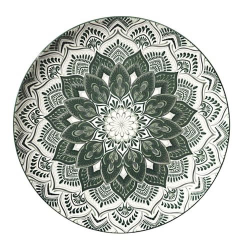 HowHomely | Service de table Indi 12 pièces, assiettes en porcelaine vertes et blanches, lot de 4 assiettes plates de 27 cm, 4 assiettes à dessert 19 cm, 4...