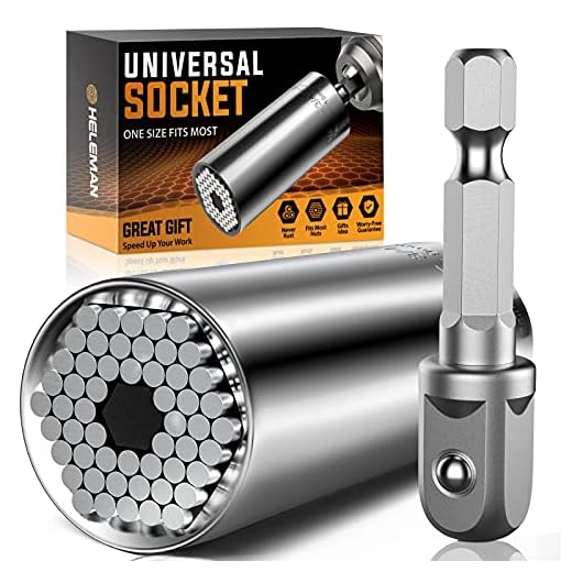Universal Socket, Upgraded Universal Socket Wrench 7Mm-19Mm Universal Socket Tool Sets, Universal Socket Grip With Power Drill Adapter Best Gift For Men, Dad, Boyfriend, Husband, Diy Handyman (1)
