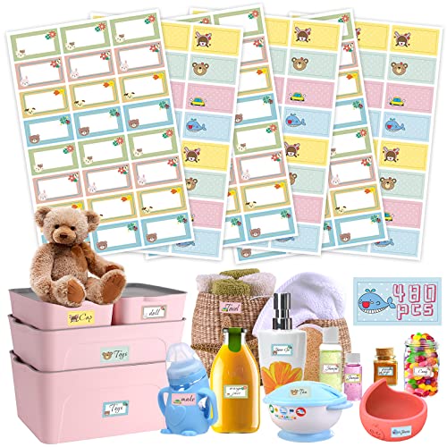 480pcs Baby Bottle Labels for Daycare, Animal Name Tag Labels ...