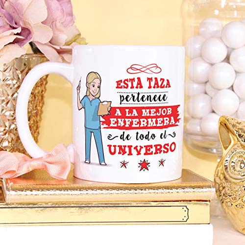 MUGFFINS Enfermera Tazas Originales de café y Desayuno para Regalar a Trabajadores Profesionales - Esta Taza Pertenece a… - Imagen 7