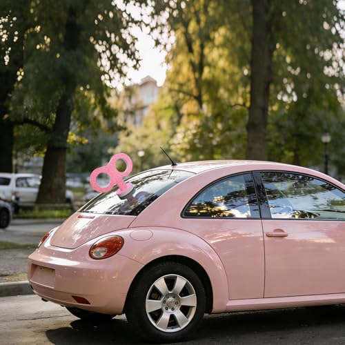 Image of 3D Wind-Up Car Key, Retro Clockwork Decoration for Car Roof, Top, Trunk Lid, Funny EVA Exterior Sticker, DIY Personalized Decoration for SUV, and Truck Models (Pink Leopard)