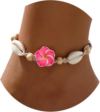 Fesciory Puka Shell Ankle Bracelets for Women, Adjustable Boho Beach Anklet | Adjustable Beaded Anklet with Dolphin, Turtle, Mermaid, Starfish, Conch and Seashell Charms for Summer Outfits and Gifts