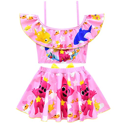 Toddler Girls Baby Swimsuit Shark 2Pcs Bathing Suit Off Shoulder Bikini Set Summer Gift2