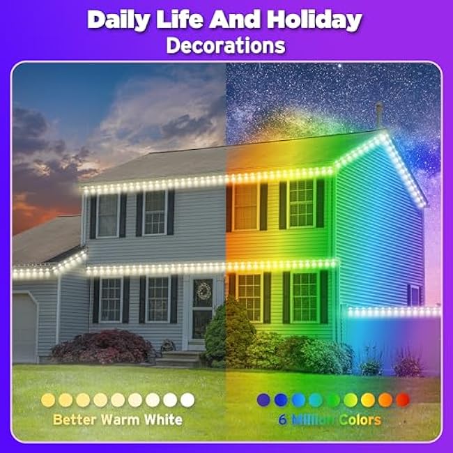 200FT Smart RGB Outdoor Lights - IP67 Waterproof LED Strip Lights with App/Remote Control, for Holiday Decor, Garden, Patio & Home Accent Lighting (Permanent Installation)?