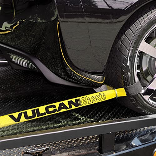 Vulcan Loop Exotic Car Tie Down Straps - 2 Inch X 12 Foot - Classic Yellow - Includes Four 2 Inch X 144 Inch Loop Straps #TOP3
