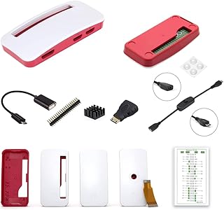 iRasptek Raspberry Pi Zero Case Kit with Essential Accessories - Micro USB Switch Cable,OTG Cable,Camera Cable,Heatsink,GPIO Header,HDMI Adapter,and GPIO Card - Compatible with Pi Zero 2W/W/WH