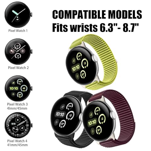 Image of Sundara Nylon Sport Bracelet compatible with Google Pixel Watch 4 3 2 1 flexible seamless adjustable bracelet compatible with Google Pixel Watch 41mm 45mm