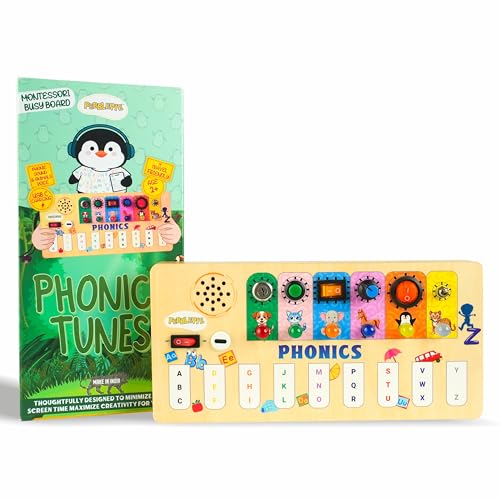Image of Phonics Learning Board for Toddlers (2-5 Years) | Phonics Alphabet & Animal Sound Board| Montessori Educational Toy | Interactive Sound & Button Activity | Screen-Free Toddler Gift