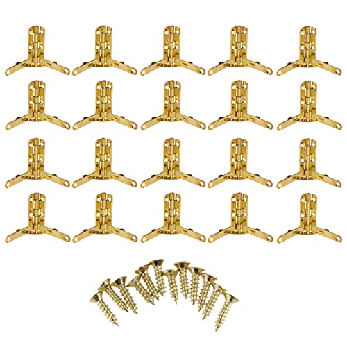 Vintage Iron Spring Hinges, 20pcs for Jewelry Wine Watch Boxes with L shaped for kinds of plastic, wood and metal case or box (Gold)