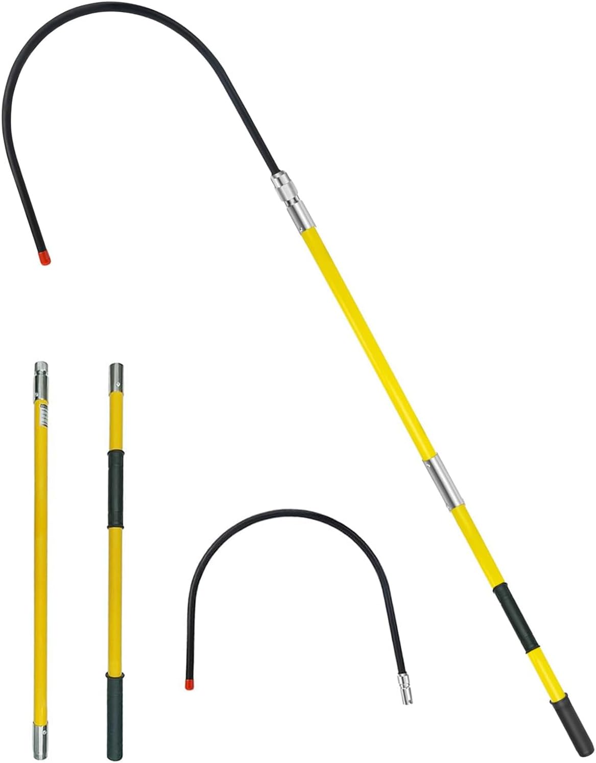 Rescue Hook with 18 inch Opening, High Voltage Insulated Rescue Hook Epoxy Resin Telescopic 10kv35kv, 7.6-Foot Anti-Electrocution Rescue Hook 380V, Safety for Fire High Voltage Electrician, Yellow
