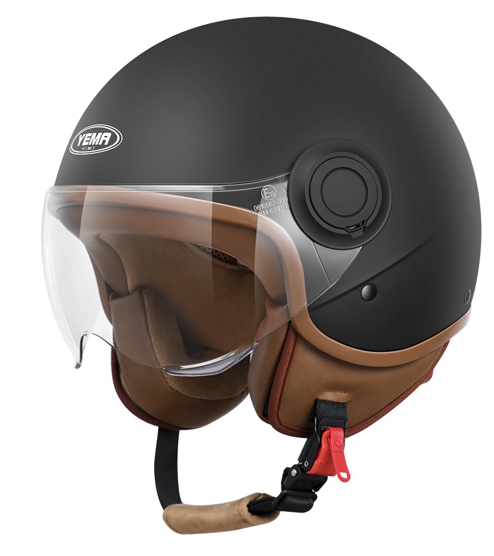 YEMA Open Face Casco YM-631 Moped Scooter ECE 3/4 Half Casco per Uomini Donne