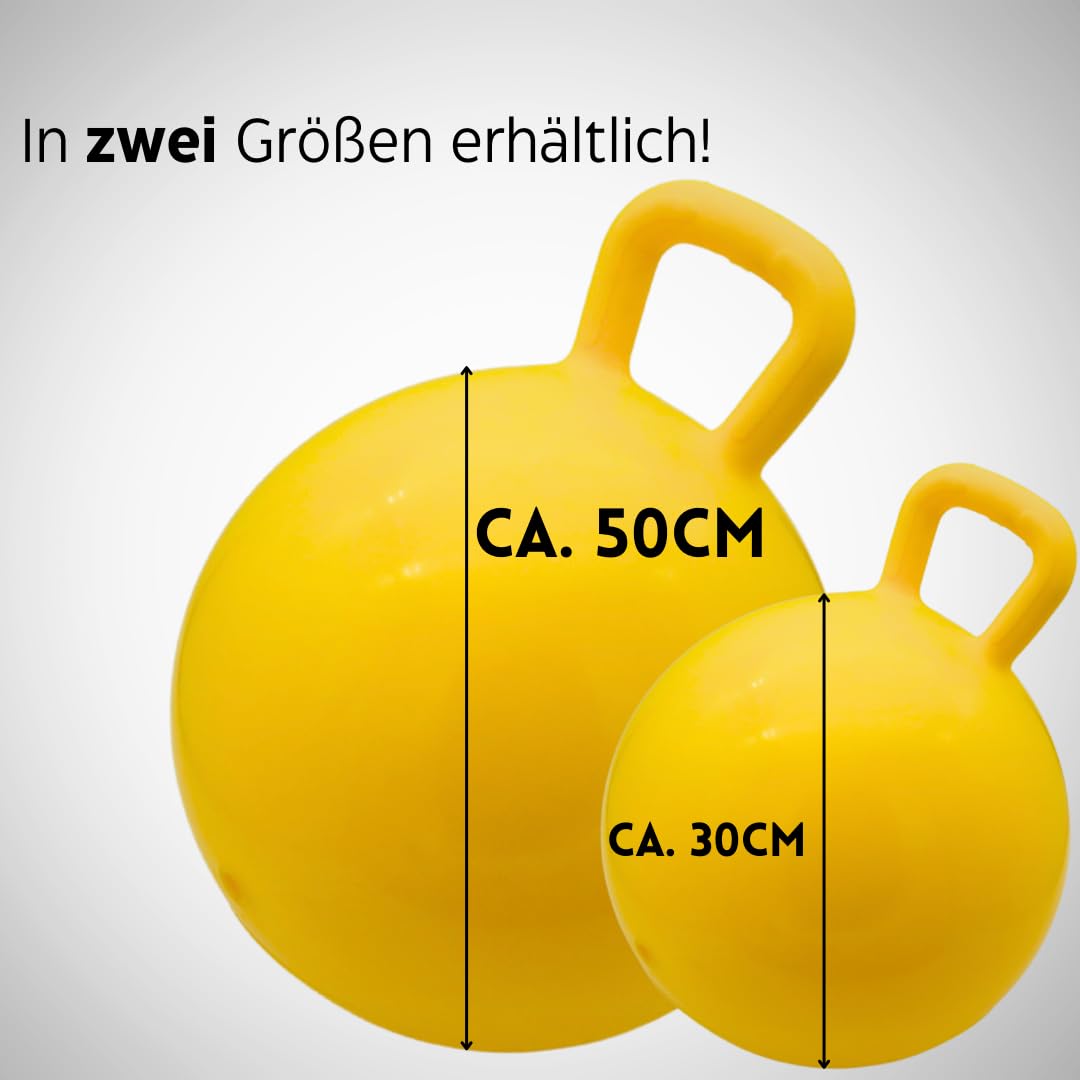 PFIFF 103033 aufblasbarer Pferdespielball, Spielball für Pferde, Pferdespielzeug, Ball ohne Luftpumpe, gelb, 50cm