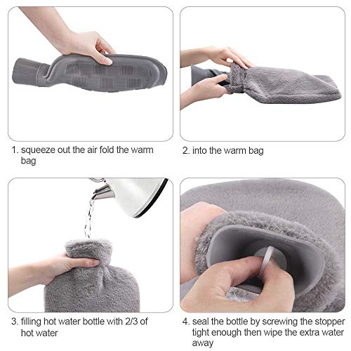 GoodGoodday Warmwaterzak, warmwaterflessenhoes 1 liter warmwaterzak met nieuwe pluche super zachte hoes premium… - Image 8