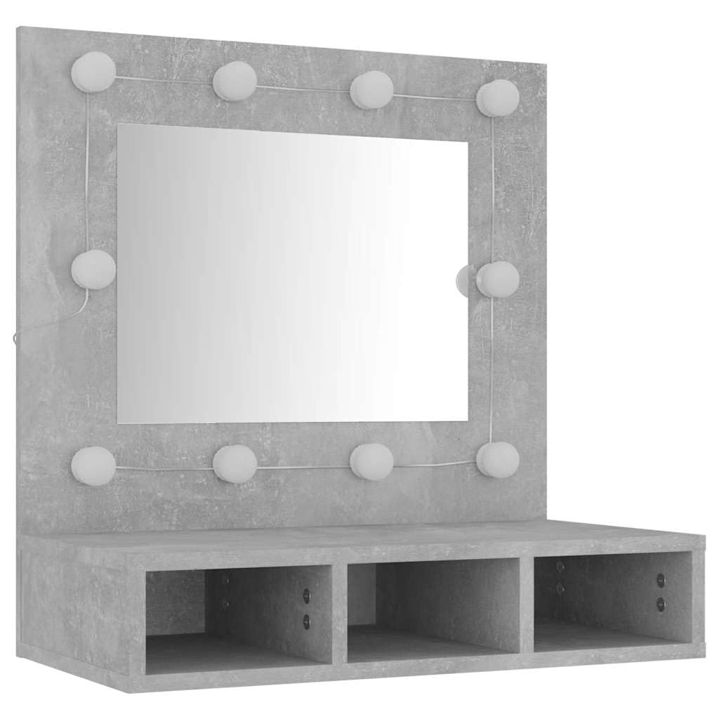 Générique Armoire à Miroir avec LED Gris béton 60x31,5x62 cm,Meubles,Armoires & Meubles de Rangement,Meubles-lavabos,Meubles-lavabos de Salle de Bains,808886