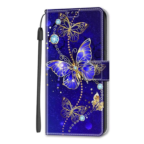Dfjhure for Samsung Galaxy A16 5G Case Leather Flip Wallet Phone Case Cover Silicone Shockproof Bumper Cover Stand View Cover with Card Slots Phone Case For Samsung Galaxy A16 5G- Butterfly